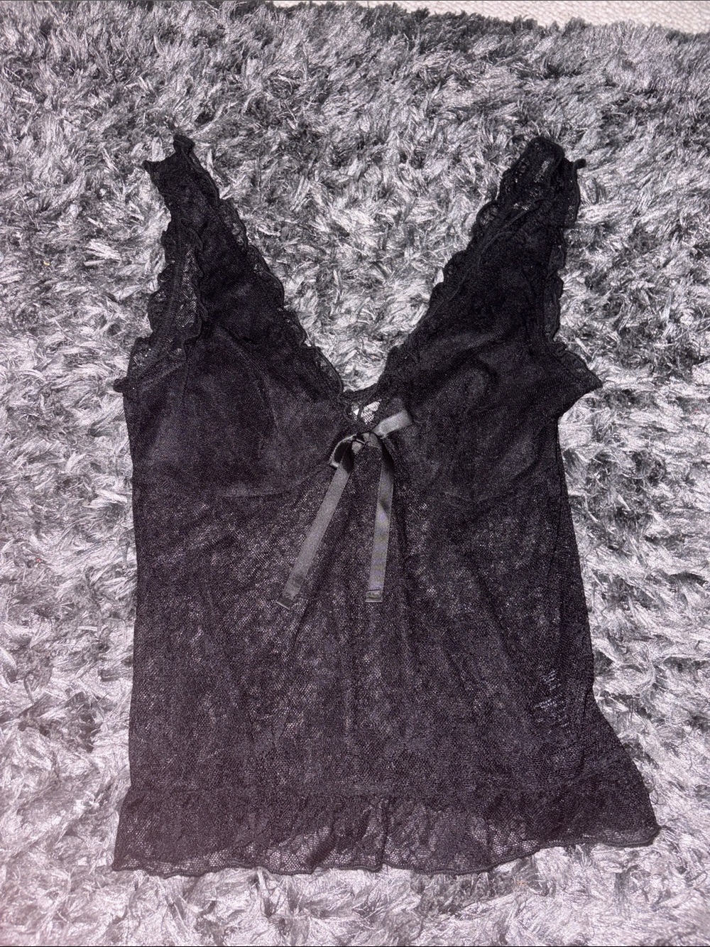 Urban Outfitters Black Lace Camisole with Ribbon Detail